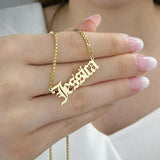 Personalized Font Name Necklace for Women Men Box Chain Stainless Steel