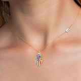 Stainless Steel Evil Eye Necklace Personalized Fatima Hand Name