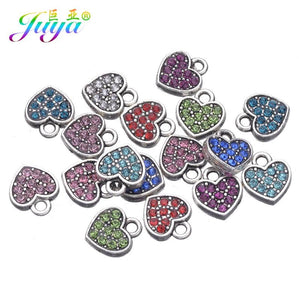15Pcs Tibetan Silver Plated Cz Rhinestones Charms for DIY Jewelry Making