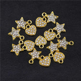 15Pcs Tibetan Silver Plated Cz Rhinestones Charms for DIY Jewelry Making