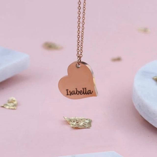 Heart Pendant Necklace with Personalized Engraving