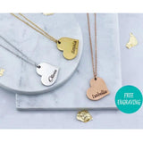 Heart Pendant Necklace with Personalized Engraving
