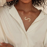 Stainless Steel Large Initial Necklace Family Gift