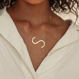 Stainless Steel Large Initial Necklace Family Gift