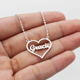 Mini-World Heart Charm Name Necklace For Couple Stainless Steel