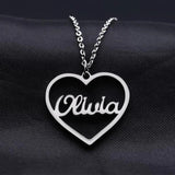 Mini-World Heart Charm Name Necklace For Couple Stainless Steel
