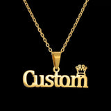 Custom Men's Crown Name Necklace Stainless Steel Party Gift