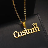 Custom Men's Crown Name Necklace Stainless Steel Party Gift