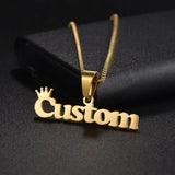 Custom Men's Crown Name Necklace Stainless Steel Party Gift
