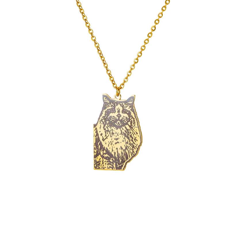 Pet Portrait Necklace For Women Stainless Steel Pendant Necklaces