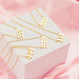 Stainless Steel Angel Number Necklace 111 222 333 444 555 666 777 888 999