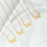 Stainless Steel Angel Number Necklace 111 222 333 444 555 666 777 888 999