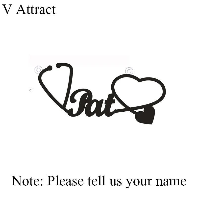 Stethoscope Name Necklace Customized Cuban Chain Nurse Jewelry