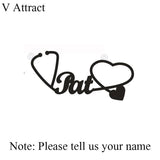 Stethoscope Name Necklace Customized Cuban Chain Nurse Jewelry
