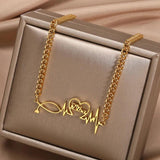 Stethoscope Name Necklace Customized Cuban Chain Nurse Jewelry