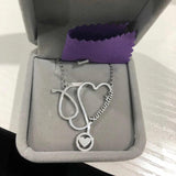 Stethoscope Name Necklace Customized Cuban Chain Nurse Jewelry