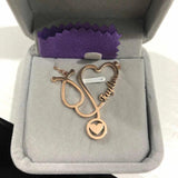 Stethoscope Name Necklace Customized Cuban Chain Nurse Jewelry