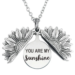 Sunflower Locket Necklace Silver Chain Jewelry Women