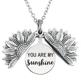 Sunflower Locket Necklace Silver Chain Jewelry Women