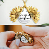 Sunflower Locket Necklace Silver Chain Jewelry Women