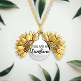 Sunflower Locket Necklace Silver Chain Jewelry Women