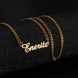 Lemegeton 3mm Cuban Chain Personalized Name Necklace Stainless Steel