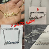 Lemegeton 3mm Cuban Chain Personalized Name Necklace Stainless Steel
