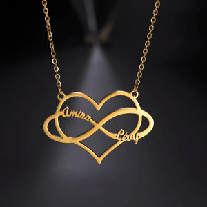 Lemegeton Name Heart Infinity Necklace Stainless Steel Couples Jewelry