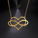 Lemegeton Name Heart Infinity Necklace Stainless Steel Couples Jewelry