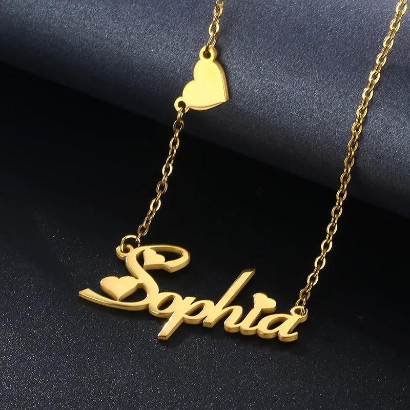 Custom Heart Name Necklace Stainless Steel Pendant Jewelry