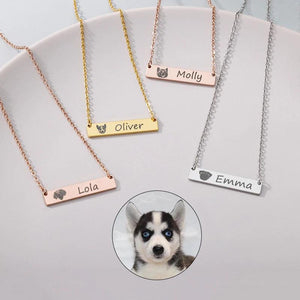 Pet Dog Cat Photo Name Necklaces Stainless Steel Animal Pendant