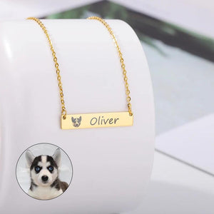 Pet Dog Cat Photo Name Necklaces Stainless Steel Animal Pendant
