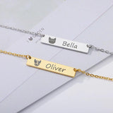 Pet Dog Cat Photo Name Necklaces Stainless Steel Animal Pendant