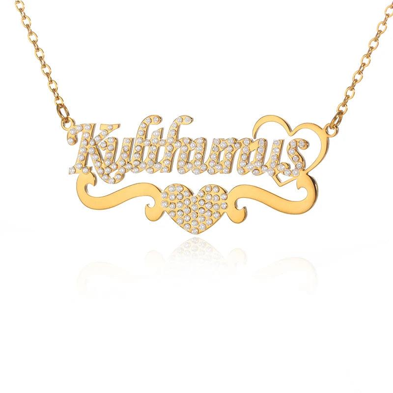 Zircon Name Necklace Personalized Stainless Steel Pendant