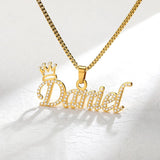 Zircon Name Necklace Personalized Stainless Steel Pendant