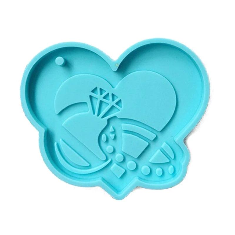 3 Pcs Heart Keychain Resin Mold Necklace Pendant Silicone Mould DIY Crafts