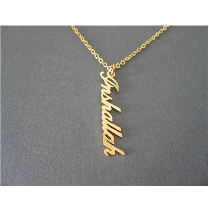 Personalized Vertical Name Necklace Silver Choker