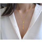 Personalized Vertical Name Necklace Silver Choker