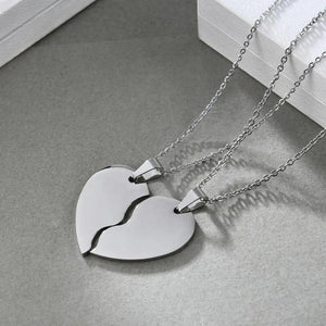Love Heart Stitching Pendant Puzzle Matching Two Halves Heart Necklace