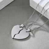 Love Heart Stitching Pendant Puzzle Matching Two Halves Heart Necklace