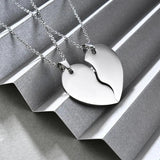 Love Heart Stitching Pendant Puzzle Matching Two Halves Heart Necklace