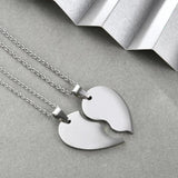 Love Heart Stitching Pendant Puzzle Matching Two Halves Heart Necklace