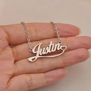 Personalized Heart Name Necklace With Ribbon