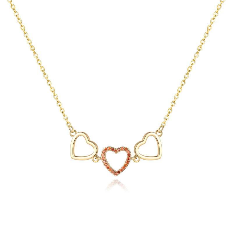 Paved Tiny Two Heart Choker Necklaces Pendant Chain Gift for Women