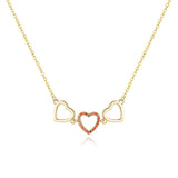 Paved Tiny Two Heart Choker Necklaces Pendant Chain Gift for Women