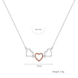 Paved Tiny Two Heart Choker Necklaces Pendant Chain Gift for Women