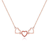 Paved Tiny Two Heart Choker Necklaces Pendant Chain Gift for Women