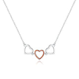 Paved Tiny Two Heart Choker Necklaces Pendant Chain Gift for Women