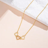 Paved Tiny Two Heart Choker Necklaces Pendant Chain Gift for Women