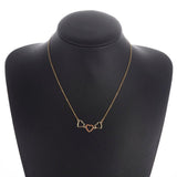 Paved Tiny Two Heart Choker Necklaces Pendant Chain Gift for Women